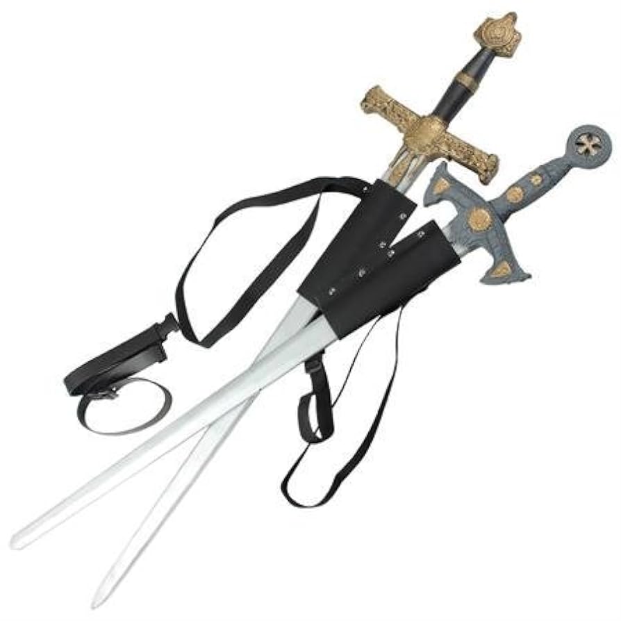 Amazon.co.jp: 中世 レザー製 ダブル バック シース 2本 二刀流